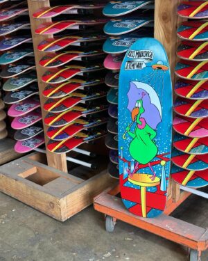 Jeremy Wray Instagram - Fresh off the presses 👀! The final color got screened this morning at @screamingsqueegees and Chicken sent these photos over of the finished decks 🫡! 🙏🏼🙏🏼🙏🏼! They came out sooooo sick! You can order yours today at Wraybros.com (link in bio) 🎯! Limited Edition of 100 of these will be available. We did some preorders on these too so don’t sleep on them too long. Grab one while you can. I’ll share more info on these when I have them in hand and can give you all the specs and specifics. Can’t wait 🤙🏼! @kris_markovich x @jeremy_wray