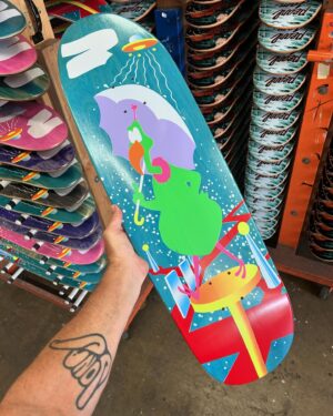 Jeremy Wray Instagram - Went down to @screamingsqueegees to check on the progress of these @kris_markovich x @jeremy_wray Umbrella Collection decks and was super stoked to see how good they are coming out 🤌🏼! The halftones and layering of colors is really second to none 🎯! Chicken himself got in there and handled the screening on today’s layers and it was an honor to watch him work 🙇🏻‍♂️! True masters of their craft over there. Hand screened decks have always been the best 👌🏼! Very much looking forward to seeing the finished product. Possibly even as early as tomorrow now. Stay tuned and I’ll keep the updates coming. These ones are a Limited Edition run and can be ordered for presale right now at Wraybros.com (direct link in bio for convenience) 🙏🏼! Reserve yours now 🛹 and we thank you for supporting real skater owned and operated projects like this one 👊🏼!