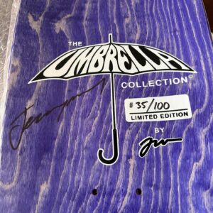 Jeremy Wray Instagram - The new @kris_markovich x @jeremy_wray collab decks from the Umbrella Collection are starting to get out into the world now. I’m currently riding mine and it feels amazing 💪! Such a fun and functional ride 🤙🏼! It’s a Limited Edition of 100 decks and although they are selling fast and shipping even faster, there are still some up for grabs now at Wraybros.com or you can click on the direct link in my bio 🎯! Get yours today and enjoy your next session that much more 🛹! Or you can hang it to enjoy for years to come too. These things came out great 👌🏼! @psstix wood, hand screened by @screamingsqueegees 🙏🏼!