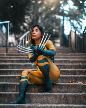 Jessenia Gallegos Instagram - Life is a mystery. Everyone must stand alone. I hear you call my name; and it feels like …. home 💛🖤 

WOLVERINE x NYC x @lit.visions 

#wolverine #cosplay #latinacosplayer #xmen #deadpoolwolverine #deadpool3 #marvelcomics #nyc #xmencosplay #marvel
