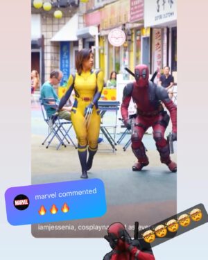 Jessenia Gallegos Instagram - MARVEL!!!! Liked and commented our “LIKE A PAYER” video !!!!! WE DID IT YA’LL !! TOGETHER WITH YOUR HELP!!! Please keep on sharing /commenting both this one & “Bye. Bye.  Bye.” We want the guys to see & like it too; so tag em 🙌 @vancityreynolds @thehughjackman @slevydirect @deadpoolmovie 

@cosplaynay @asteverson are so thankful to you all 
THE LITTLE GIRL IN ME IS GEEKING OUT!!!! And yes I’m tearing up while texting this !!!