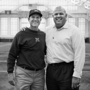 Jim Harbaugh Instagram - From the works of @davidturnley is a snapshot of myself with known friend and trusted advisor, our AD Warde Manuel. #EnthusiasmUnknownToMankind -