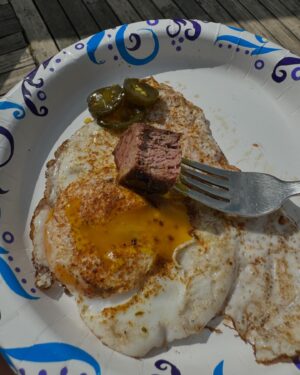 Jim Miller Instagram - An afternoon with friends at Calamity Farm means we’re going to goof off out back, then eat. Today was venison and black bear backstraps (that somehow survived this long in the freezer), some duck eggs over easy, and some candied jalapeños grown in the garden.  Plus it was really cool of Danny Glover to come by and say one of his famous lines from Lethal Weapon while I shot the @magnumresearchinc Desert Eagle.