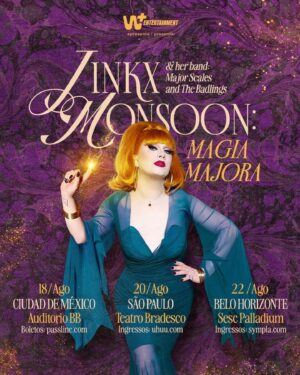 Jinkx Monsoon Instagram - LATAM. Next weekend, I’m headed your way. Join me, Major Scales and the Badlings for a night of Broadway, hitting theaters in Ciudad De México (18 Aug), São Paulo (20 Aug), and Belo Horizonte (22 Aug).

It’s hard to contain myself when I’m gearing up for a tour— especially when I’m visiting places I rarely get to go! 🤷🏻‍♀️🤣

Grab your tickets (link in bio) before they sell out (they’re going fast) and let’s make some unforgettable nights. Can’t wait to see you all soon! 🇲🇽 🇧🇷

Photos: @frank_rat_2.0 
Hair: @wigchapel 
Coat: @theladyhyde