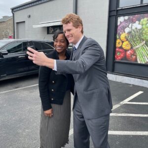 Joe Kennedy III Instagram - The faces of two people who just had more than their fill of Portugalia sweet bread. Great to be back in Fall River today to support @AndreaforAG's campaign!