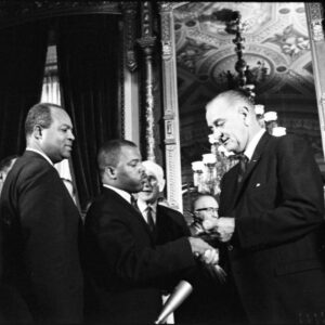 Joe Kennedy III Instagram - 55 years ago, my grandfather stood with John Lewis as President Johnson signed the Voting Rights Act. 

55 years later, we cannot wait another minute to pass the John Lewis Voting Rights Act to keep the promise that was made that day.