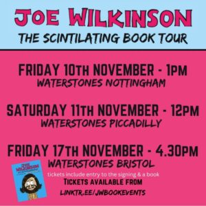 Joe Wilkinson Instagram - I've written an autobiography. It's mostly pictures. @henrypaker has done the pictures, he's a brilliant illustrator ✍

We're doing some book signings in Nov. If you fancy coming along you need to book a ticket first. Apparently if we don't sell enough tickets they'll cancel them. [Book via Link in my Bio]

Good news though, the ticket get's you a book and you get it signed by me & Henry for free (in black biro). 

Pop along if you can be arsed. 

#joewilkinsonmyautobiography
#comicbook 
#author
#comedian 
#illustrations 
#bantambooksuk
#transworldbooks
#nottingham
#bristol
#london
#waterstones