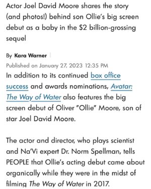 Joel David Moore Instagram - What a dream to be able to share the joys of my career with my children. This is one for the scrapbooks. 

Link in bio