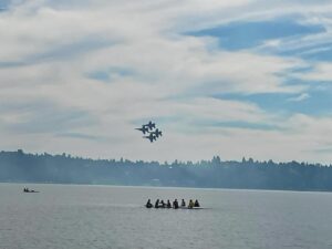 Joel McHale Instagram - Seattle—-please please keep showing off like this every summer. It is the best party in America and my favorite weekend of the year. That’s us out there floating in the jet wash. #blueangels #airforce #seafair #seattle