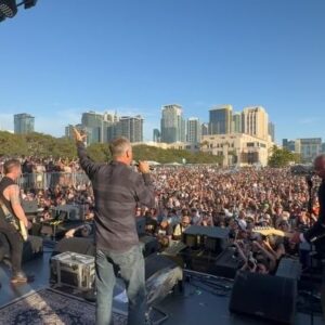 John Feldmann Instagram - We had the pleasure once again of sharing the stage with the legend @tonyhawk! Thank you for everything brother. We owe you the world!! #superman @bayfestsd @goldfingermusic #pickituppickituppickitup