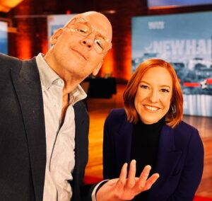 John Heilemann Instagram - On the ground covering the NH primary, 3 generations of 4th Estate superstars (swipe left): @jenpsaki, @jmartnyt, and The Dean himself, @wpdan. #fitnation #granitestate #2024