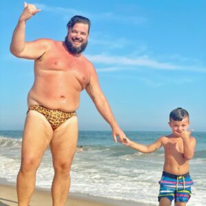 Jon Gabrus Instagram - I’m a very proud uncle. My godson/clone went into the ocean with me and went under some waves including a pretty big set. 
I’ve been looking forward to seeing this dude (and several other Gabruses) for 18 months.  Hopefully I kicked off a lifelong love of the ocean just like his ‘Uncle Nonny’ 
pic by Tiff of course
