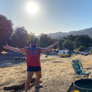 Jon Gabrus Instagram - Camping is very new to me. I love it. #SkiesOutThighsOut