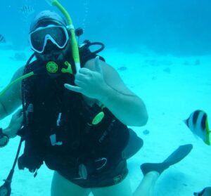Jon Gabrus Instagram - Finally on my fifth dive I was actually looking forward to it, rather than shitting a brick. Thanks to dive master for sharing his air so I can stay down for another 10 minutes (my fat ass sucks air) and thanks to Kim who took the pic and also coached me through my extreme anxiety.