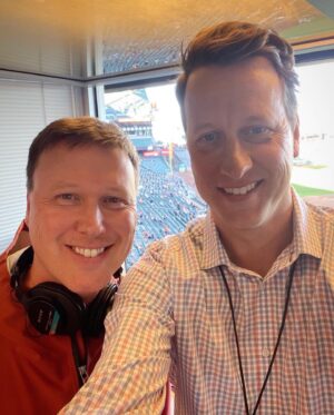 Jon Miller Instagram - SWIPE⬅️ The baseball broadcasting Flemming Brothers‼️ Dave, my partner on @sfgiants radio for 21 seasons, and Will who does play-by-play on @redsox radio. In 2019 at @fenwaypark they did an inning together in our @knbr booth and another tandem inning  in the Red Sox booth. #yaaasss We’re hopeful of doing the same this weekend at @oraclepark . #yayarea Outstanding pros, great guys!!