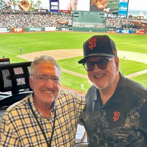 Jon Miller Instagram - SWIPE⬅️ The Voice of the Cubs, Pat Hughes, joined me in the 5th inning on @knbr yesterday (the Giants scored 3 runs!). Pat, a Bay Area native who grew up a Giants fan, is in his 41st season in MLB and 28th in Chicago where he is hugely popular. He will receive the  Ford C. Frick Award from the @baseballhall in Cooperstown, New York next month. #yaaasss #superchill #yayarea #voices
