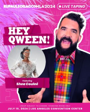 Jonny McGovern Instagram - It’s time to spill the TEA! ☕️ Hey Qween!, hosted by @jonnymcgovernisyourdaddy, will film SIX live tapings at #DragCon LA, starring @missenvyperu, @jimbothedragclown, @kitamean, @misslalari, @lalolitabanana, and @sheacoulee

All tapings will be open on a first-come, first-serve basis to all attendees of @rupaulsdragcon LA - the largest gathering of #DragRace queens in the WORLD! 🌴  Premiering exclusively on @wowpresentsplus later this year

🎟️ #DragCon LA tickets on sale at rupaulsdragcon.com 
🗓️ July 19 & 20 
📍 L.A. Convention Center