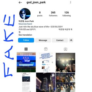 Joon Park Instagram - 와... 이놈은진심 나쁜놈이내... 내가 다른 Account짝퉁이라구올린글도올리고 자기꺼는딱빼버리내...심지어 사람들한태 DM이랑댓글도써주는 그런위험할수도잇는사기꾼이내ㅡㅡ 다들꼭신고하구무시해버려 매애앤!!! I ONLY have ONE ACCOUNT and its the one u are on now!!! And Instagram DO YOUR JOBS! 
This imposter is one of the worst... he/she copies my posts even the one about me reporting fakes BUT leaves his/hers out... and sends DMs and comments to other followers!!! So PLEASE REPORT and IGNORE this idiot!
#지오디 #fangod #박준형 #JoonPark #ParkJoonHyung @Instagram Do Your Jobs and Delete these fakes accounts!!! #ReportTheseFakeAccountsAndIgnoreThem #이쌍코랑말코쓰쨕퉁쌔끼들쓰무시하구신고해버려매애앤 #InstagramDoYouJobs #SeoulKorea #Kpop