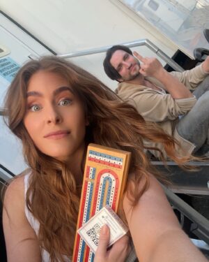 Jordan Claire Robbins Instagram - I don’t care what any of you say, I’ve found @richardsharmon delightful to work with. Yes he ignores my high fives, hustles the ladies in crib, gets weird when you ask him to hold your water and makes us all call him “executive producer richard” - but he’s delightful.