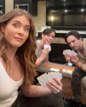Jordan Claire Robbins Instagram - I don’t care what any of you say, I’ve found @richardsharmon delightful to work with. Yes he ignores my high fives, hustles the ladies in crib, gets weird when you ask him to hold your water and makes us all call him “executive producer richard” - but he’s delightful.