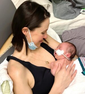Jordi Vilasuso Instagram - Got to hold my girl.. 🙏🏻💕 Jordi and I are so thankful for you all covering us in prayer and love, yet again. I know it sounds crazy, but we literally FEEL it and our family has gained so much strength from your encouragement. 🙏🏻 Our little Lucy is proving to be quite the little fighter. The biggest praise report is that the x-ray of her lungs looked significantly better than the one they took the night she was transferred to the NICU- PRAISE GOD 😭🙏🏻 (I’ll add to stories so you can see!) 

We still have a lot of big prayers to pray for her, though, and would be so so grateful if you join us in continuing to lift her up. She is still on the CPAP machine, but we are praying that as they try to wean her off of it, her pulse ox and respiratory rate stay strong and the CO2 in her blood continues to decrease. Once she is able to be weaned off of the CPAP, they’ll move her to regular oxygen w/o pressure and (providing vitals are good) will be able to remove the feeding tube. 🙏🏻 It is crazy how much I miss holding her and feeding her and being able to comfort her in that way, so we are praying big prayers that there aren’t any setbacks as her little body navigates these next steps, however long they may take. 

We are beyond grateful for the positive progress, but physically exhausted from the past week, emotionally exhausted for our girl and struggling to figure out the logistics of being there for Lucy, while still being there Riley and Evie, who are having a hard time, too. 😕 Praying for strength for whatever the rest of this journey to healing looks like. Thank you for loving us and for caring about our babies like you do. As always, we are forever grateful. 🙏🏻❤️