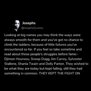 Josephs Quartzy Instagram - Keep the habit of understanding the processes through those passed the lower stages, Tge first stair is not to give the 'shit' up