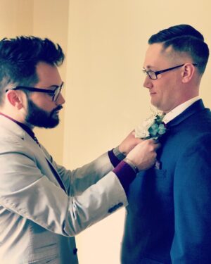 Joslyn Fox Instagram - Today, my first best friend, my little brother, marries his forever best friend.

A friend of mine first, I’ve been so happy to watch your love for her grow. You’re both so lucky to have each other, two of my favorite people in the world. May your best yesterday be your worst tomorrow.

#wedding #weddingday #boutonniere #brothers
