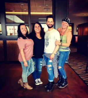 Joslyn Fox Instagram - Reunited and it feels so good...
Our girl, my first bestie @merry_ker, is home from Mississippi for a weekend visit! Look at us in our matching ripped jeans. #bestfriends
Thanks @110_grill in Worcester for the accommodations and fabulous #glutenfree food.
#friends #bffs #reunited #glutenfree #worcester #bikerchicks #celiacqueen #beardedqueen #worldbeardday