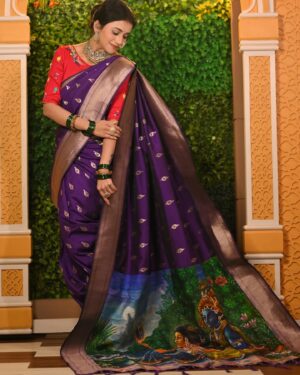 Jui Gadkari Instagram - Custom made hand painted saree and thread needle hand embroidery blouse by @sharvaneebysheetalsahane 

MUAH and Loc courtesy- @asmita_makeup_hairartist 
Clicked by- @aditya_waghmare_photography 

#nauvari #saree #handpainted #radha #krishna #juigadkari #marathimulgi #actor #sayali #ttm #tharlatarmag