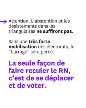 Juliette Binoche Instagram - Votre mobilisation exceptionnelle a fait reculer Jordan Bardella. Il a refusé de débattre face à @marinetondelier. A la place, @bfmtv crée un format sur mesure pour ces messieurs en ajoutant Gabriel Attal. Ce sera Bardella-Tondelier-Attal, une heure chacun-e, dans cet ordre. 
Ce qui s’est produit est honteux et montre à quel point le féminisme est un enjeu central du vote de dimanche. 
Créons une immense chaîne féministe en taggant 3 amies en commentaire pour faire barrage aux misogynes du RN dans les urnes. S’abstenir ne suffira pas. Il faut voter contre le RN, peu importe le ou la candidat·e en face.
A nos tags. A nous de jouer. A nous de gagner !