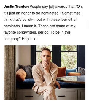 Justin Tranter Instagram - What an actual joy to be nominated with these geniuses. Link in my bio to the @billboard article where we all share stories of fighting the good fight to “make it” and now fighting the good fight for the songwriters rights. 💙💙💙💙