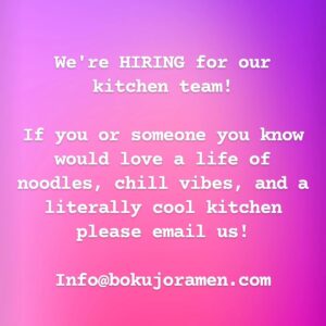 Justin Warner Instagram - @maustalk and I are hiring at our ramen shop!