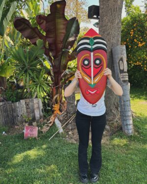 Justin Willits Instagram - eBay 🤘 (ally not included) my take on big red, the big tiki mask from 1956 you can see Walt Disney staring up at in that last video. I made two of him so one is on eBay and the other will be at @exotikonfestival on June 9! It’s getting close! Hope to see you there!