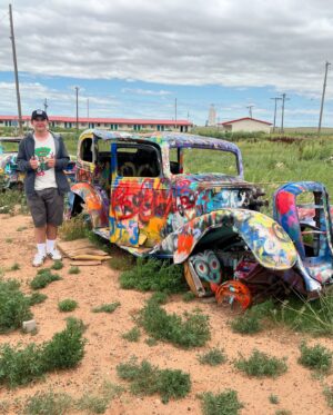 Justin Willits Instagram - It was a windy wet morning when we cruised through Amarillo! Saw the new bug ranch but also had to stop by the old site as well! #route66