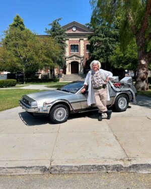 Justin Willits Instagram - Great Scott!! 
There’s no video of it; but got to spend a few hours wandering around on a golf cart the other day and who should we come across but Doc Brown out there greeting glamour trams from @unistudios 

Tyler said we didn’t wanna take up too much of his time, and Doc and I pointed out he has all the time in the world he’s got a time machine 

We very rarely get invited to do anything cool like that so thanks to our friend F for driving us around!
