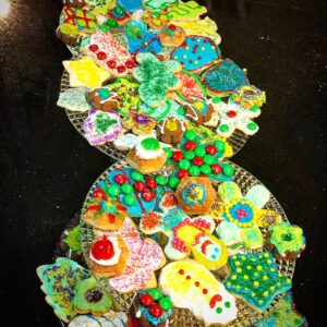 Kadan Rockett Instagram - Not showing our teeth because our mouths are BLUE from eating a few  too many of our creations!  @brooklynrockett @bartrockett #ChristmasCookies #ChristmasTraditions #MerryChristmas #TheMostWonderfulTimeOfTheYear #Christmas2017 #DecoratingCookies #BakingCookies #FamilyTime #MakingMemories #KidMagician #DownTime #FamilyFun