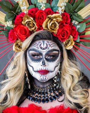 Kalorie Karbdashian-Williams Instagram - Today is the last day of Dia De Los Muertos. 
I’ve always loved that this holiday isn’t about being sad. It’s about celebrating our loved ones who have passsed and knowing that they may not be here in the physical realm, but are at least with us in spirit💕 

I had the honor of creating this wonderful magic with Ron Cooper Photography @roncooperphotography . I hope all of your loved ones have visted you!💕 👗 @yahairadehilldesigns #diadelosmuertos #catrinamakeup #catrina #mexcian #mexicanpride