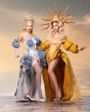 Kam Hugh Instagram - ☀️AQUARIAN MULTIVERSE ☀️
——
Sorry to keep you waiting !!!
We know you were waiting for that collab for years, right ?
@itsagittaria & @kam_hugh swapping looks for your pleasure serving you French rococo 👑
——
PHOTO: @jaimentt
OUTFIT: @ladymissboo @lluis_colom
WIG: @christophe_mecca @quinndom.wigs
Special thanks @lalolitabanana @victorvarane 
——
#drag #dragrace #dragracefrance #dragraceespaña #wig #makeup