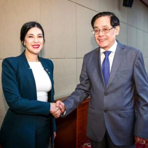 Karol Cariola Instagram - En el marco de la visita oficial de la Cámara de Diputadas y Diputados a la República Popular China, sostuve una serie de reuniones con importantes autoridades: el presidente del Comité Permanente de la Asamblea Popular Nacional de China, Zhao Leji, el vicepresidente del Comité Permanente de la 14 sesión de la Asamblea Popular Nacional, Sr He Wei, quien, además, encabeza la contraparte China del comité de diálogo político entre la Asamblea Popular Nacional de China y el Congreso Nacional de Chile, y el presidente del Comité Nacional de la Conferencia Consultiva Política del Pueblo Chino CCPPCh, Sr. Wang Huning. 

Estos encuentros cumplen con el importante objetivo de seguir potenciando el intercambio parlamentario, fortalecer lazos con nuestro principal socio comercial y adquirir nuevas herramientas tecnológicas en favor de la ciudadanía 🇨🇳🤝🏼🇨🇱