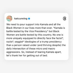 Kat Cunning Instagram - All I heard was #yeswekam 
#harris 
#madampresident