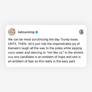 Kat Cunning Instagram - All I heard was #yeswekam 
#harris 
#madampresident