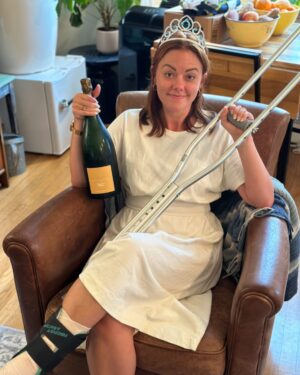 Kate Rockwell Instagram - A birthday poem:

What I wanted for my birthday was a magnum of champagne. 
What I got for my birthday was a bad ankle sprain. 
So the lesson here is: when you’re wishing, be bold:
Or you’ll REALLY feel your age when you turn 40 years old. 

*don’t worry, I still got my mag 😝🥂🍾🎉🎁🩼