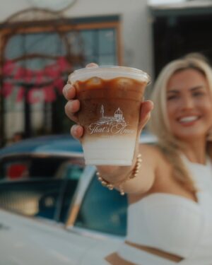 Kathryn Dunn Instagram - when the iced coffee hits and I hear camila cabello say “havana ooh na na” 🏃🏼‍♀️💨 @thatsamorecoffee 

what song makes you stop everything to get up and go tear up the dance floor??💃🏼🪩🕺🏼

#havana #dallasevents #dallastexas #havanaparty
