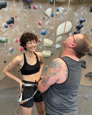 Katie Findlay Instagram - Cup filling stuff during scary times: Sweet friends help me not die learning new things. Not pictured @danminghella in hilarious shorts. (the third one is me stretching my back, I’m NOT strong enough to pull up from there. I’m just proud of my enthused little muscles sometimes)
