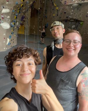 Katie Findlay Instagram - Cup filling stuff during scary times: Sweet friends help me not die learning new things. Not pictured @danminghella in hilarious shorts. (the third one is me stretching my back, I’m NOT strong enough to pull up from there. I’m just proud of my enthused little muscles sometimes)