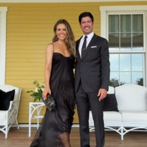Katrina Scott Instagram - mom & dad got dressed up 2 nights in a row 😅🥂cheers to ♾️🥂 @oliviaculpo @christianmccaffrey ~ love you guys! 

@oceanhouseri 
styled by @sarahberanstyle 
dress @marialuciahohanofficial @dorazioworld
purse @cultgaia 
forever wedding date @llbrisco 
@lucioandreozzi pics!