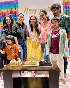 Kavya Kalyanram Instagram - Surround yourself with the best people and you’ll always have the best time! ✨
My birthday was yet another amazing day for me with my most favourites and lots of cakeee 🥰♥️
Thank you you all for making my every day wonderful and all the more my birthday 
Anddd of course thank you to everyone who wished me sent their warmest regards 🤗