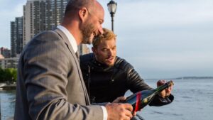 Kellan Lutz Instagram - Some more behind the scenes with @robertwsmyth 💪🙌

#Repost @robertwsmyth
・・・
Leaping out of planes and over rooftops, tearing across the Hudson in a speedboat and delivering Champagne to a live event on a motorcycle. I had forgotten how full-on action hero @kellanlutz went for this Daring Delivery, and then I came across all this.

Check out the behind-the-scenes here and watch the full film on @heavypictures

Writer & Director: @robertwsmyth 
Production Company: @heavypictures 
Producer (US) @kubadub
Cinematographer: @rickcarmonadp
Editor: @_z_u_k_

A very special thank you to @sonjaeld www.sonja.tv and @fabiocapellimusic www.lyrebird.tv for working endlessly to compose the multi-track score!

Shout out to @baddyaddy, Louis De Fautereau and Raphaela Allouche!