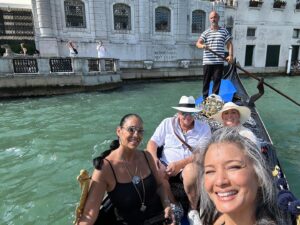 Kelly Hu Instagram - Finally got to do a gondola ride in Venice with my crew Heidi, Hugh and AC!  I’d been to Venice before but this time was so much more fun.  I have a feeling I’ll be back again.
