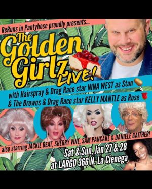 Kelly Mantle Instagram - Come see me! (Ticket links in bio)
1/19: @fatslutla at @precinctdtla
1/27 & 1/28: The Golden Girlz Live! at @largolosangeles
2/5: My solo show “An Evening Without Kelly Mantle” at @bourbonroomhollywood 
Tix: KellyMantleLive.com

Also there’s a cast reunion & signing of The Convent tonight 1/18 at 7pm at Dark Delicacies in Burbank. (I can’t be there, but @adrienne_barbeau & the rest of the cast will be!)

Oh…and I’ll be slipping on Nymphia’s bananas at Coachella 😉🍌